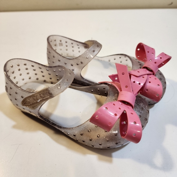 Mini Melissa Girls Pink and Clear Rubber Casual Shoes with Mary Jane Strap 9 - Picture 5 of 13